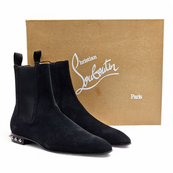 靴 Christian Louboutin ROADIE FLAT CALF P Men's Christian Louboutin Roadie Leather Flat Chelsea Boots Black